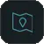 Icon of a chat bubble with a location pin and a heart, meaning 'save this location' or 'favorite location'.